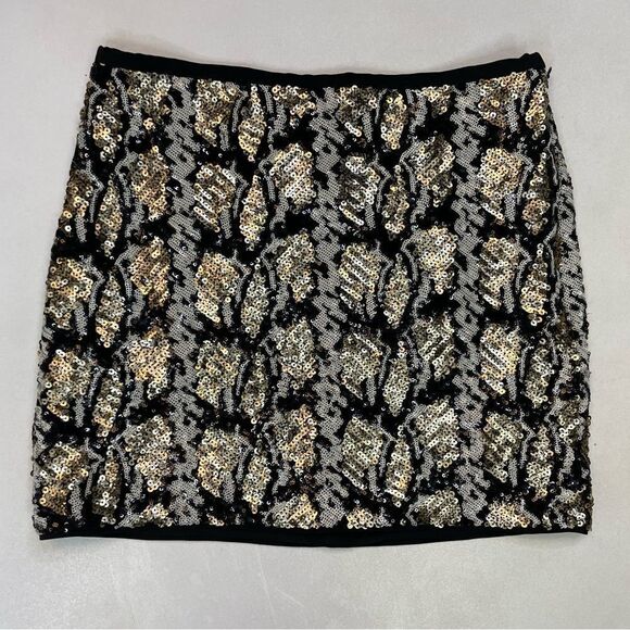 Guess Sequin Embellish Mini Skirt Women Small Multicolor Silver Gold Black - Picture 1 of 7